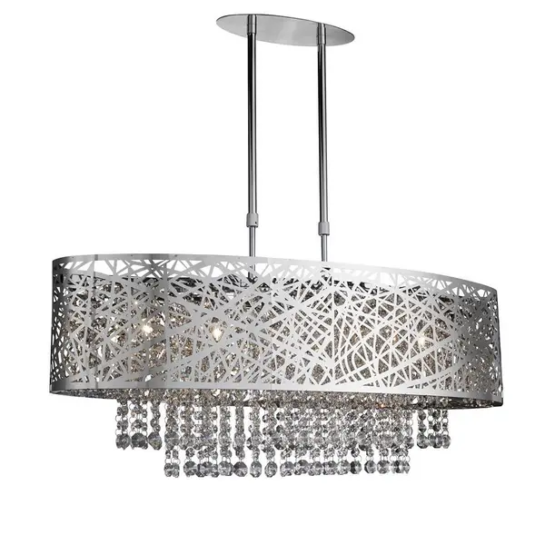 5 Light Adjustable Ceiling Pendant Bar Chrome with Crystals, G9