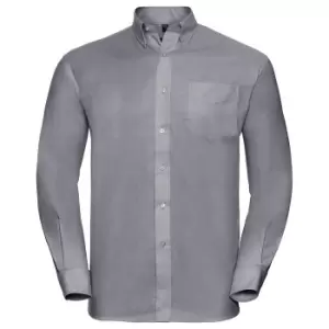 Russell Collection Mens Long Sleeve Easy Care Oxford Shirt (16inch) (Silver Grey)