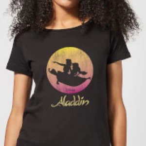 Disney Aladdin Flying Sunset Womens T-Shirt - Black - S