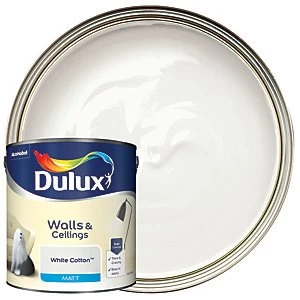 Dulux Walls & Ceilings White Cotton Matt Emulsion Paint 2.5L