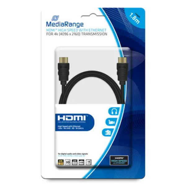 MediaRange MediaRange HDMI Cable with Ethernet 18Gbit 1.8m Black MRCS156 MRCS156