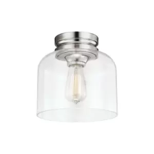 1 Bulb Flush Light Low Ceiling Polished Nickel Finish LED E27 60W Bulb