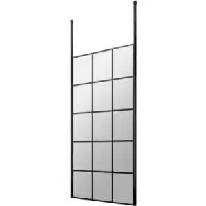 Frame Effect Wet Room Screen with Ceiling Post 900mm Wide - 8mm Glass - Hudson Reed