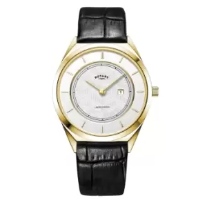 Rotary GS08007-02 Champagne Collection Black Leather Wristwatch
