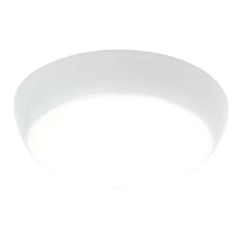 Flush Ceiling Light 325mm Round Flush Em IP44 16W & 2W Gloss White
