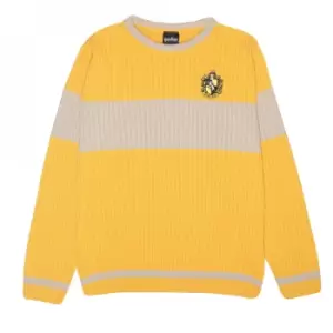 Harry Potter Womens/Ladies Hufflepuff Quidditch Knitted Jumper (XXL) (Yellow/Heather Grey)