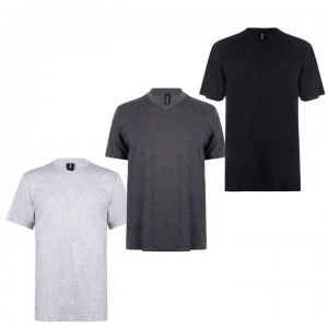 Donnay Three Pack V Neck T Shirt Mens - GreyM/CharM/Blk