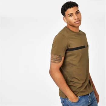 Jack Wills Budden Stripe Logo T-Shirt - Olive