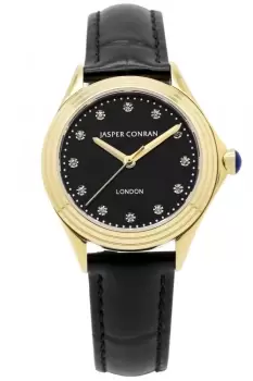 Ladies Jasper Conran London 32mm Watch with a Black Dial and a Black Leather strap J1L132015
