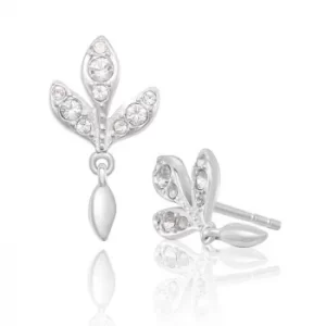 Chamilia Leaf Stud Earrings with White Crystal