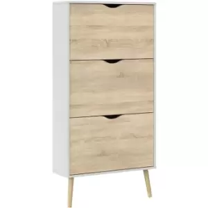 Oslo Shoe Cabinet 3 Drawers in White and Oak - White and Oak
