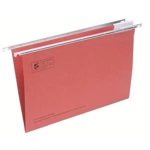 5 Star Suspension File Manilla Heavyweight 180gm2 with Tabs and Inserts Foolscap Red Pack of 50