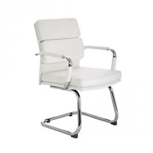 Adroit Advocate Visitor Chair With Arms Bonded Leather White Ref