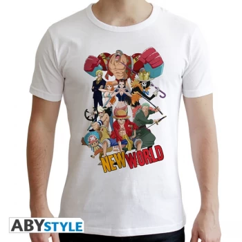 One Piece - New World Group Mens Small T-Shirt - White
