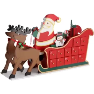 Advent Calendar Christmas Decoration Wooden Reusable Refillable Wood Xmas Countdown Advent Calendar Sled