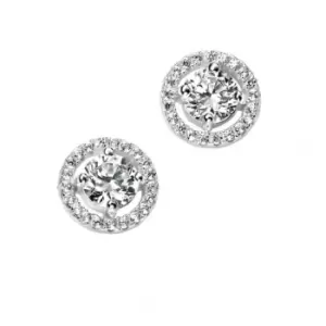 Elements Pave Disc Stud Earring With Clear Round CZ E4909C