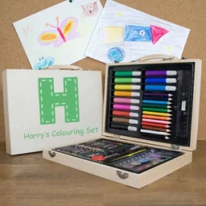Personalised Childrens Colouring Set in Green, Beige