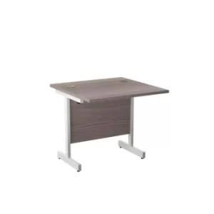800 X 600 Single Upright Rectangular Desk Grey Oak-White