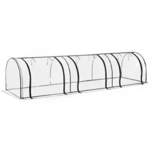 Outsunny PVC Tunnel Greenhouse Plant Grow House Steel Frame for Garden Backyard with Zipper Doors, 350Lx100Wx80H cm, Transparent