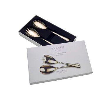 Arthur Price Monsoon 'Champagne Mirage' Stainless steel cutlery Set of Salad Servers for luxury home dining - METALLICS