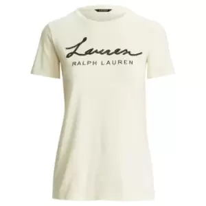 Lauren by Ralph Lauren Script Logo Tee - Cream