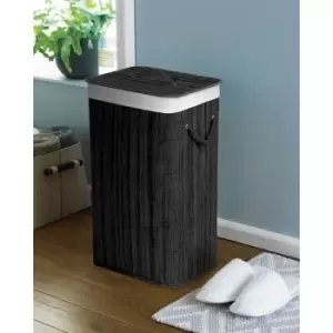 Oblong Bamboo laundry hamper Charcoal 30x40x61 - Charcoal - Country Club
