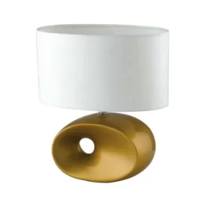 Fan Europe EOLO Table Lamp with Oval Shade Gold, Ceramic With Fabric Lampshade 27.8x31.3cm