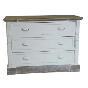 Charles Bentley Shabby Chic Vintage French Style Chest of 3 Drawers