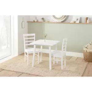 Birlea Furniture - Stonesby Dining Set with 2 Upton Chairs White - White