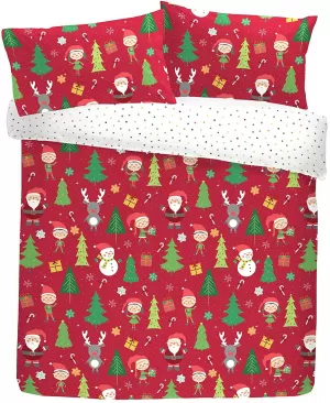 Bedlam Elf And Santa Single Christmas Duvet Cover Set