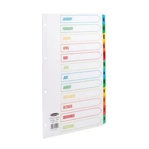 Concord Index A4 January-December White with Multi-Colour Tabs 02401/CS24