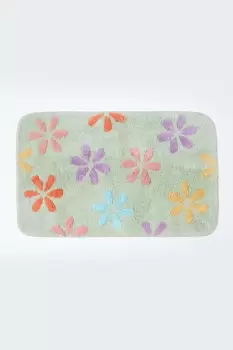 Floral Multi Colour Cotton Bath Mat