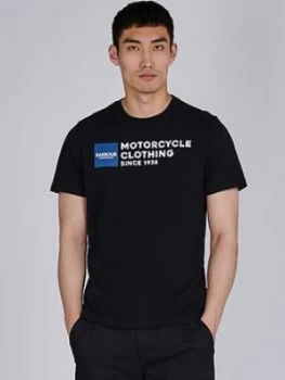 Barbour International Motorcycle Logo T-Shirt - Black, Size L, Men