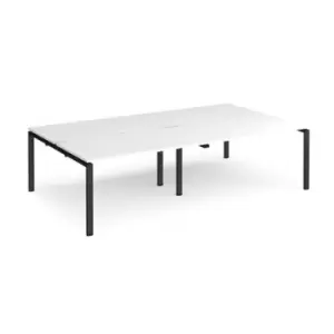 Bench Desk 4 Person Rectangular Desks 2800mm White Tops With Black Frames 1600mm Depth Adapt