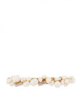 Accessorize Freshwater Pearl And Baguette Barrette - Ivory