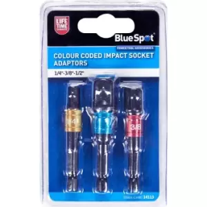 Blue Spot Tools Colour Coded Impact Socket Adaptors (1/4"-3/8"-1/2")