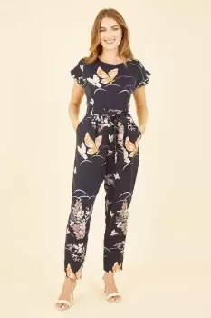 Navy Butterfly Print Jumpsuit