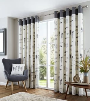 Fusion Idaho Eyelet Curtains - 168x183cm - Charcoal.