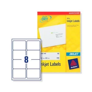Avery J8165-25 Addressing Labels 99.1 x 67.7mm White Pack of 200 Labels