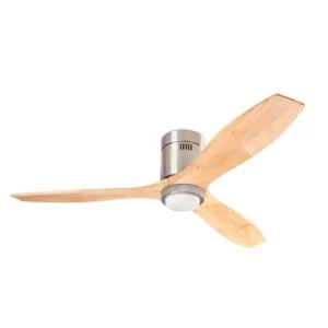 Stem 3 Blade Ceiling Fan with LED Light Satin Nickel, Wood