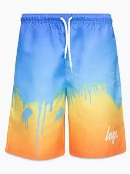 Hype Boys Red Sunset Drip Script Swim Shorts, Multi, Size Age: 5-6 Years