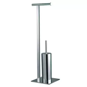 Showerdrape Free Standing Chrome Superbia Toilet Roll Holder & Toilet Brush Combo