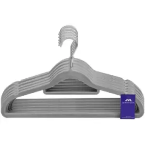 JVL Premium Range Velvet Touch Space Saving Non-Slip Hangers, Medium Grey, Pack of 50