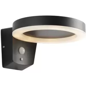 Endon Ebro Modern Solar Powered Round Ring LED Wall Lamp Textured Black, PIR Motion & Day Night Sensors, Warm White, IP44