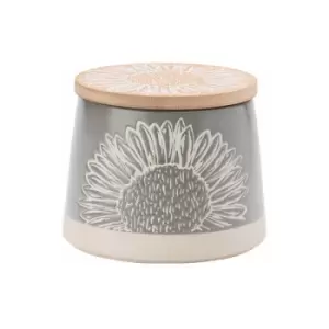 Artisan Flower Grey Canister with Bamboo Lid - English Tableware Company