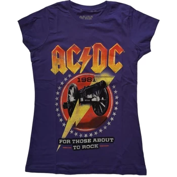 AC/DC - For Those About To Rock '81 Womens Medium T-Shirt - Purple