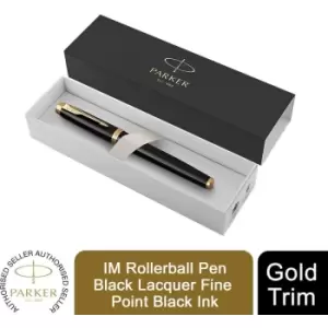 Parker - IM Rollerball Pen Black Lacquer Fine Point Black Ink Gift Box
