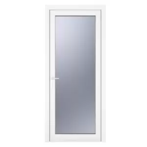 Crystal uPVC Obscure Single Door Full Glass Right Hand Open 920mm x 2090mm Obscure Glazing - White
