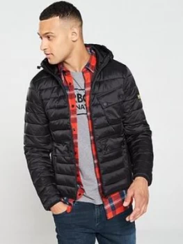 Barbour International Ouston Hooded Quilted Coat - Black