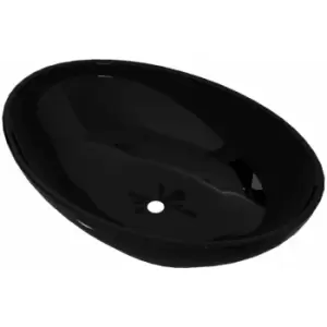 Luxury Ceramic Basin Oval-shaped Sink Black 40 x 33cm Vidaxl Black